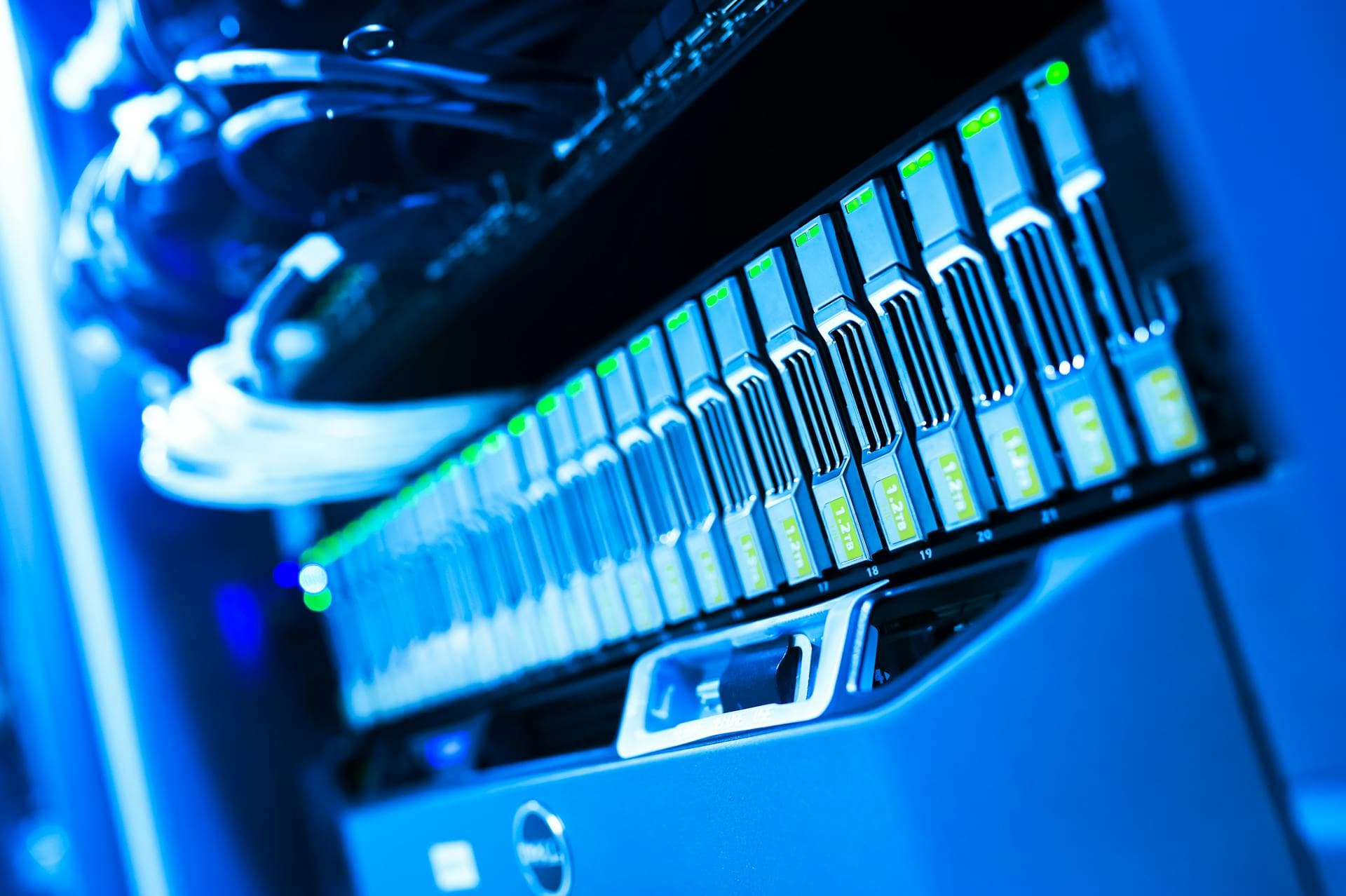 A modern server room, representing the operational systems Nascaps works inside
